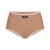 COTTON RIB BOY SHORT | SIENNA CONTRAST FLAT ON A WHITE BACKGROUND | FLT