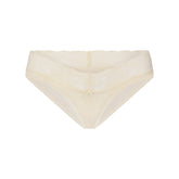 LIGHTWEIGHT COTTON WIDE LACE BRIEF | BUTTER TONAL FLAT ON A WHITE BACKGROUND | FLT