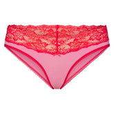 LIGHTWEIGHT COTTON WIDE LACE BRIEF | CARNATION CONTRAST FLAT ON A WHITE BACKGROUND | FLT