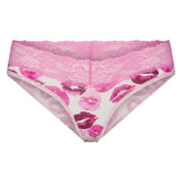 LIGHTWEIGHT COTTON WIDE LACE BRIEF | PINK ALLOVER LIPSTICK FLAT ON A WHITE BACKGROUND | FLT