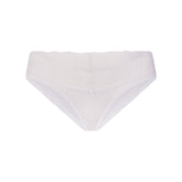 LIGHTWEIGHT COTTON WIDE LACE BRIEF | SNOW FLAT ON A WHITE BACKGROUND | FLT