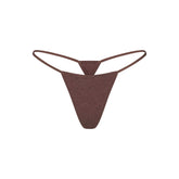 EVERYDAY COTTON STRING THONG | COCOA HEATHER FLAT ON A WHITE BACKGROUND | FLT
