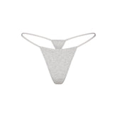 EVERYDAY COTTON STRING THONG | LIGHT HEATHER GREY FLAT ON A WHITE BACKGROUND | FLT