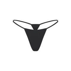 EVERYDAY COTTON STRING THONG | ONYX FLAT ON A WHITE BACKGROUND | FLT
