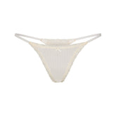 LIGHTWEIGHT COTTON POINTELLE LACE STRING THONG | MARBLE TONAL FLAT ON A WHITE BACKGROUND | FLT