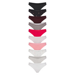 LIGHTWEIGHT COTTON THONG 10-PACK | MICRO DOT FLORAL MULTI & LAYS FLAT ON A WHITE BACKGROUND | FLT