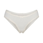 LIGHTWEIGHT COTTON POINTELLE LACE BRIEF | MARBLE TONAL FLAT ON A WHITE BACKGROUND | FLT