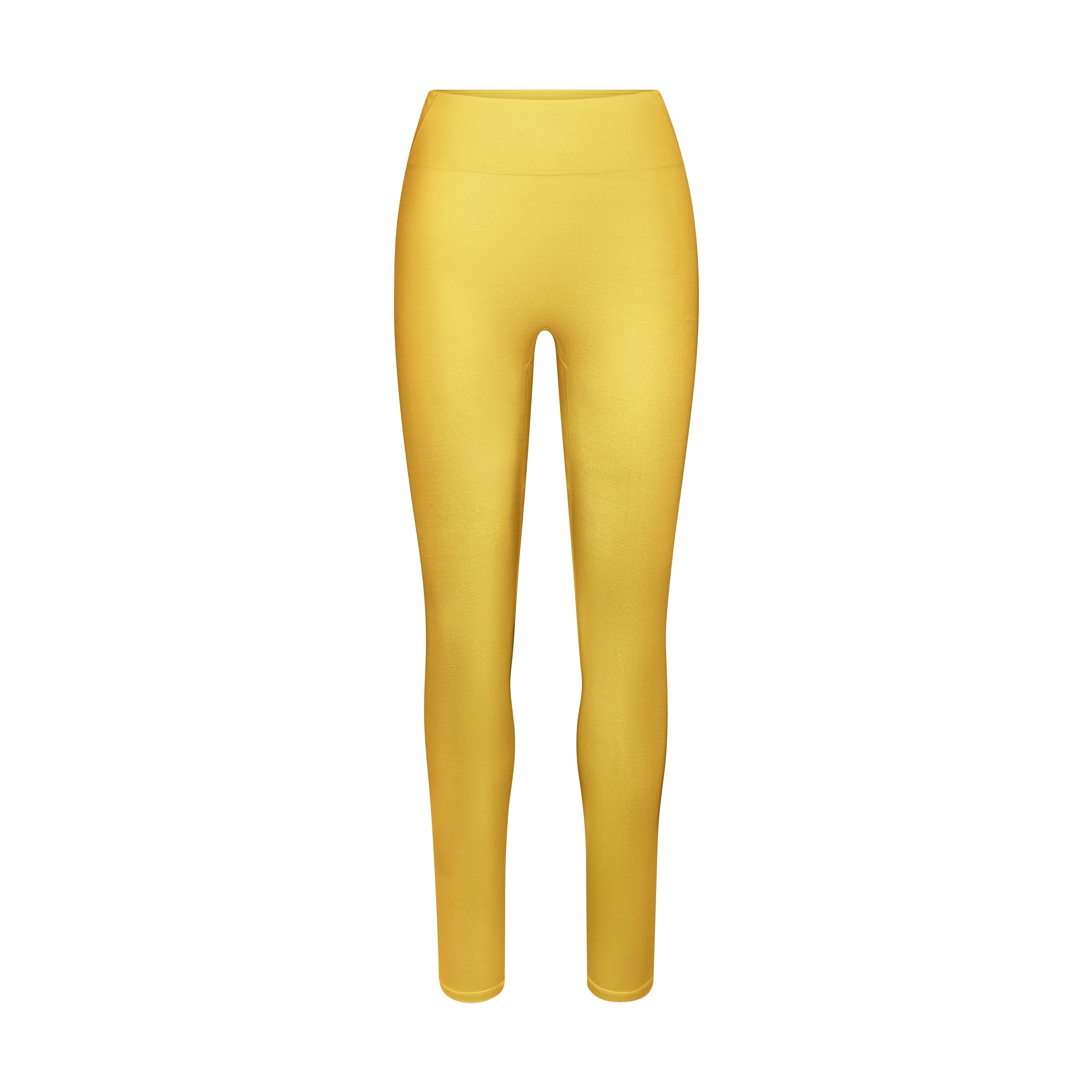 NikeSKIMS SATIN SHINE BONDED WAIST LEGGING 26 INCH | NSKM Citrine FLAT ON A WHITE BACKGROUND | FLT