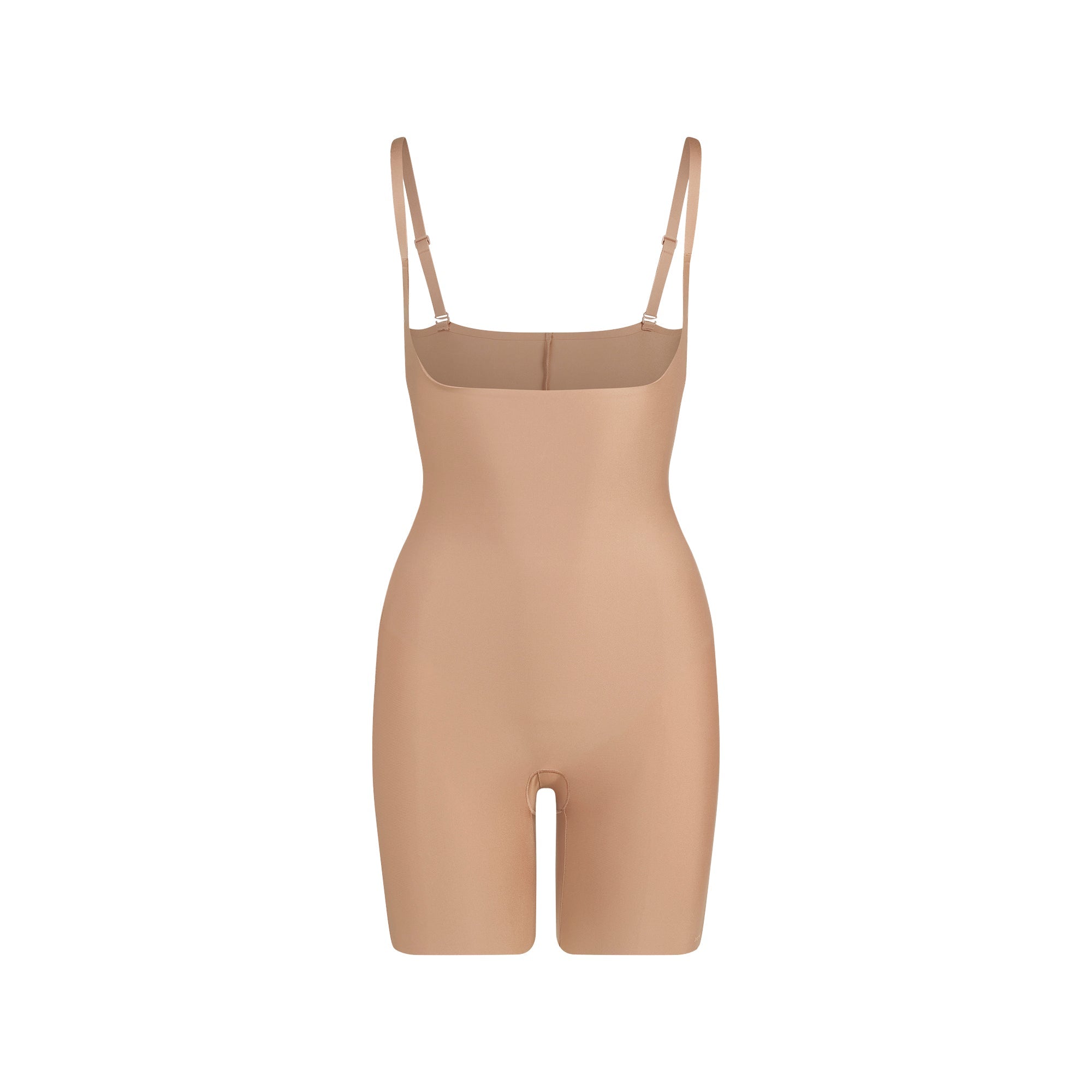 SKIMS BODY CORE SCULPT OPEN BUST MID THIGH BODYSUIT | SIENNA FLAT ON A WHITE BACKGROUND | FLT