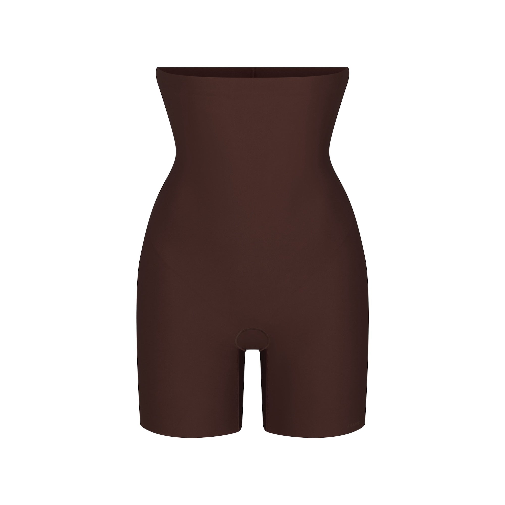 SKIMS BODY CORE SCULPT HIGH-WAISTED SHORT | COCOA (SHAPEWEAR SHORTS) FLAT ON A WHITE BACKGROUND | FLT