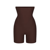 SKIMS BODY CORE SCULPT HIGH-WAISTED SHORT | COCOA (SHAPEWEAR SHORTS) FLAT ON A WHITE BACKGROUND | FLT