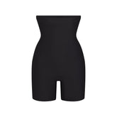 SKIMS BODY CORE SCULPT HIGH-WAISTED SHORT | ONYX (SHAPEWEAR SHORTS) FLAT ON A WHITE BACKGROUND | FLT