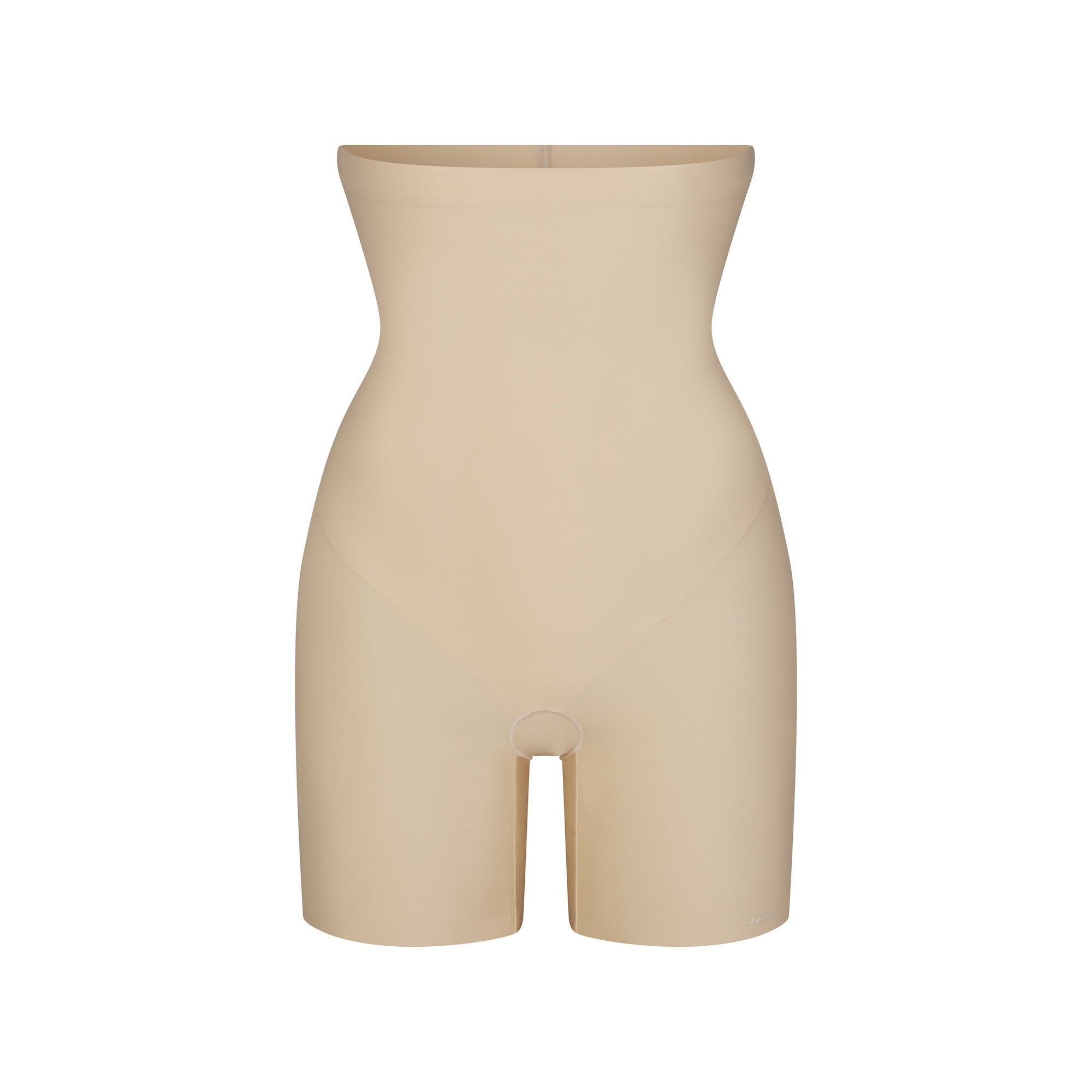 SKIMS BODY CORE SCULPT HIGH-WAISTED SHORT | SAND (SHAPEWEAR SHORTS) FLAT ON A WHITE BACKGROUND | FLT
