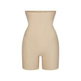SKIMS BODY CORE SCULPT HIGH-WAISTED SHORT | SAND (SHAPEWEAR SHORTS) FLAT ON A WHITE BACKGROUND | FLT