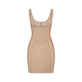 POWER MESH SHAPEWEAR OPEN BUST SLIP DRESS | CLAY FLAT ON A WHITE BACKGROUND | FLT