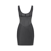 POWER MESH SHAPEWEAR OPEN BUST SLIP DRESS | ONYX FLAT ON A WHITE BACKGROUND | FLT