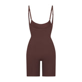 BUTT ENHANCING OPEN BUST BODYSUIT | COCOA (SHAPEWEAR BODYSUITS) LAYS FLAT ON A WHITE BACKGROUND | FLT