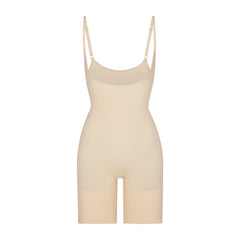 BUTT ENHANCING OPEN BUST BODYSUIT | SAND (SHAPEWEAR BODYSUITS) LAYS FLAT ON A WHITE BACKGROUND | FLT