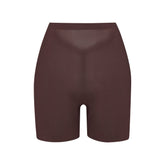SHEER SCULPT LOW BACK SHORT | COCOA (LOW BACK SHAPEWEAR, SHAPEWEAR) LAYS FLAT ON A WHITE BACKGROUND | FLT