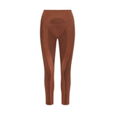 NikeSKIMS SATIN SHINE PANELED 26” LEGGING | CAROB BROWN & LAYS FLAT ON A WHITE BACKGROUND | FLT