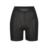 SHEER SCULPT LOW BACK SHORT | ONYX (LOW BACK SHAPEWEAR, SHAPEWEAR) LAYS FLAT ON A WHITE BACKGROUND | FLT