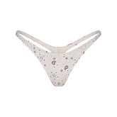 SIGNATURE SWIM THONG BIKINI BOTTOM | ECRU BANDANA PRINT FLAT ON A WHITE BACKGROUND | FLT