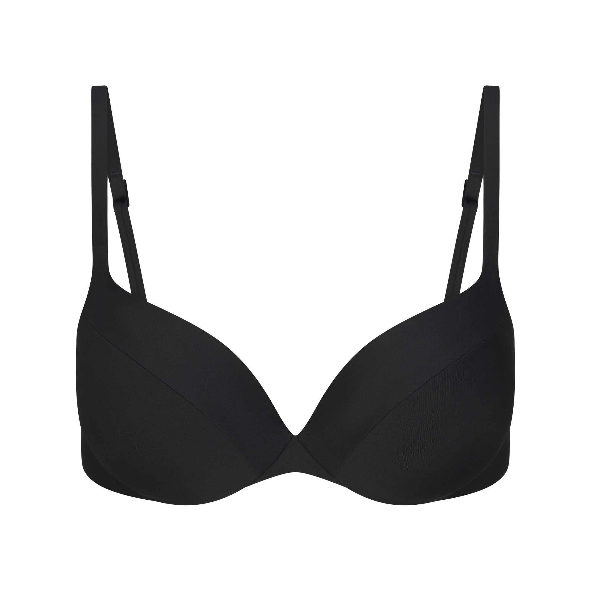 SIGNATURE SWIM ULTIMATE PUSH-UP TIE BACK BIKINI TOP | ONYX FLAT ON A WHITE BACKGROUND | FLT