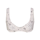 SIGNATURE SWIM PLUNGE BIKINI TOP | ECRU BANDANA PRINT FLAT ON A WHITE BACKGROUND | FLT