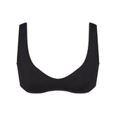 SIGNATURE SWIM PLUNGE BIKINI TOP | ONYX FLAT ON A WHITE BACKGROUND | FLT