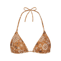 SIGNATURE SWIM TRIANGLE BIKINI TOP | ALMOND BANDANA FLAT ON A WHITE BACKGROUND | FLT