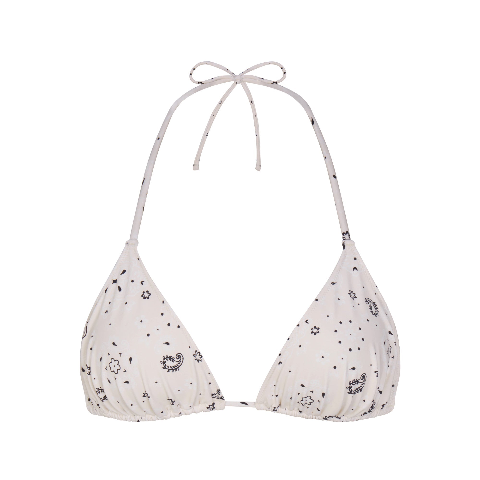 SIGNATURE SWIM TRIANGLE BIKINI TOP | ECRU BANDANA PRINT FLAT ON A WHITE BACKGROUND | FLT