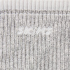 RIBBED CREW LOGO SOCK | LIGHT HEATHER GREY AND SNOW & LAYS FLAT ON A WHITE BACKGROUND | FLT