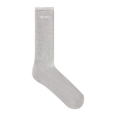 RIBBED CREW LOGO SOCK | LIGHT HEATHER GREY AND SNOW & LAYS FLAT ON A WHITE BACKGROUND | FLT