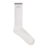 RIBBED CREW LOGO SOCK | SNOW AND LIGHT HEATHER GREY & LAYS FLAT ON A WHITE BACKGROUND | FLT