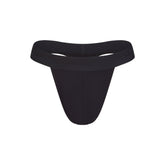 SKIMS STRETCH MENS THONG | OBSIDIAN FLAT ON A WHITE BACKGROUND | FLT @ | FOCUS: 0.0, 1.0, 0.9