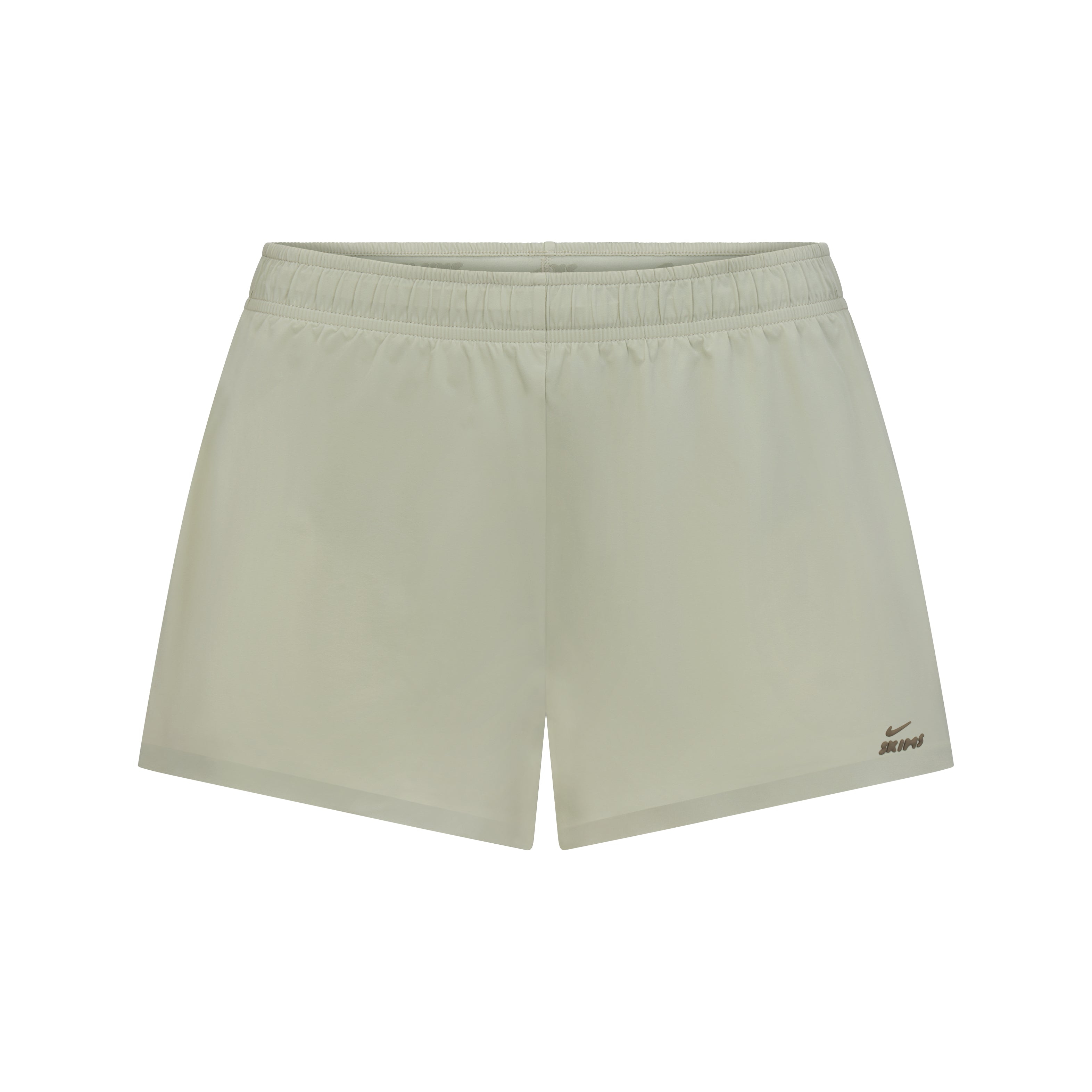 NikeSKIMS STRETCH NYLON RUNNER SHORT | TALC & LAYS FLAT ON A WHITE BACKGROUND | FLT