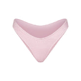 SATIN SWIM SMOCKED CHEEKY TANGA BIKINI BOTTOM | CHERRY BLOSSOM FLAT ON A WHITE BACKGROUND | FLT