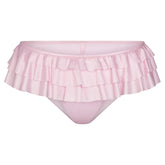 SATIN SWIM RUFFLE BIKINI BOTTOM | CHERRY BLOSSOM FLAT ON A WHITE BACKGROUND | FLT