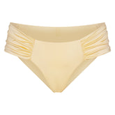 SATIN SWIM RUCHED BIKINI BOTTOM | MARZIPAN FLAT ON A WHITE BACKGROUND | FLT