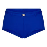 ICONIC SWIM BELTED BOY SHORT BIKINI BOTTOM | COBALT FLAT ON A WHITE BACKGROUND | FLT