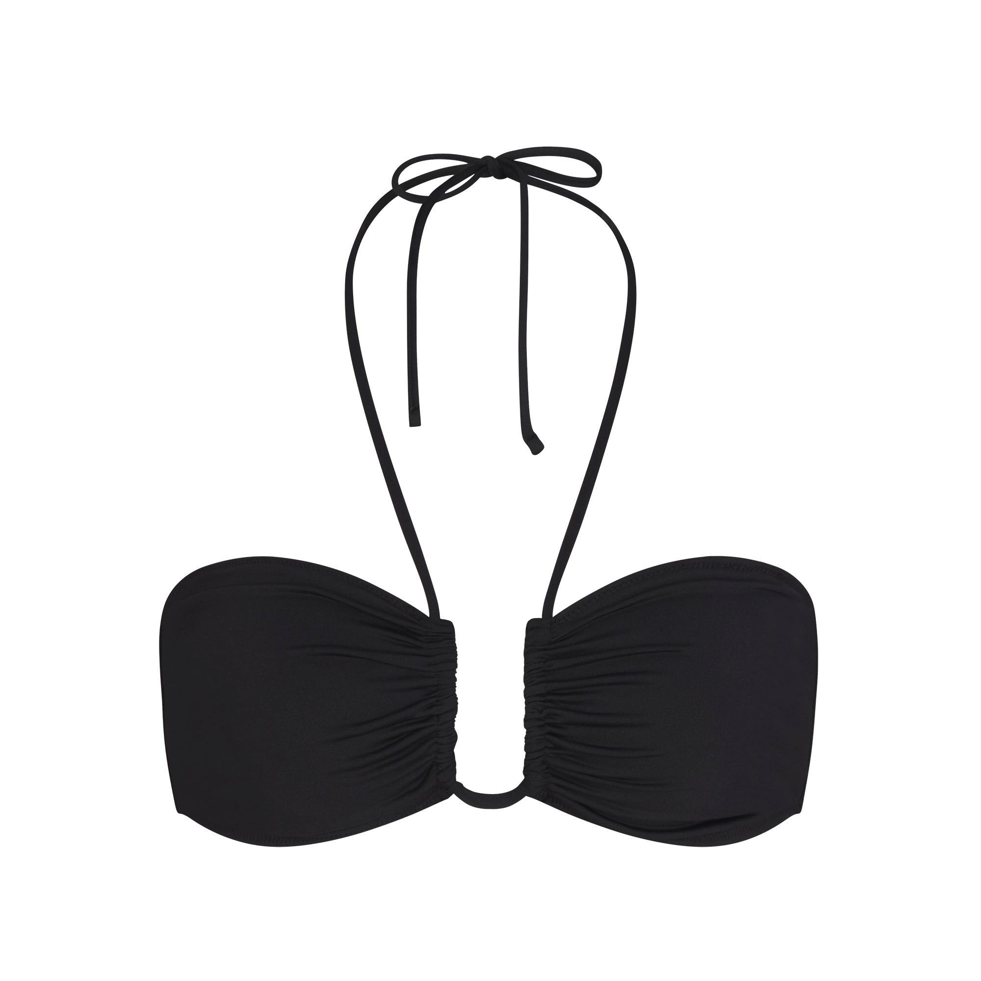 SIGNATURE SWIM HALTER BIKINI TOP | ONYX FLAT ON A WHITE BACKGROUND | FLT