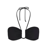 SIGNATURE SWIM HALTER BIKINI TOP | ONYX FLAT ON A WHITE BACKGROUND | FLT