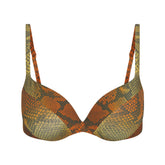 SIGNATURE SWIM ULTIMATE PUSH-UP TIE BACK BIKINI TOP | FOREST OMBRE SNAKE LAYS FLAT ON A WHITE BACKGROUND | FLT