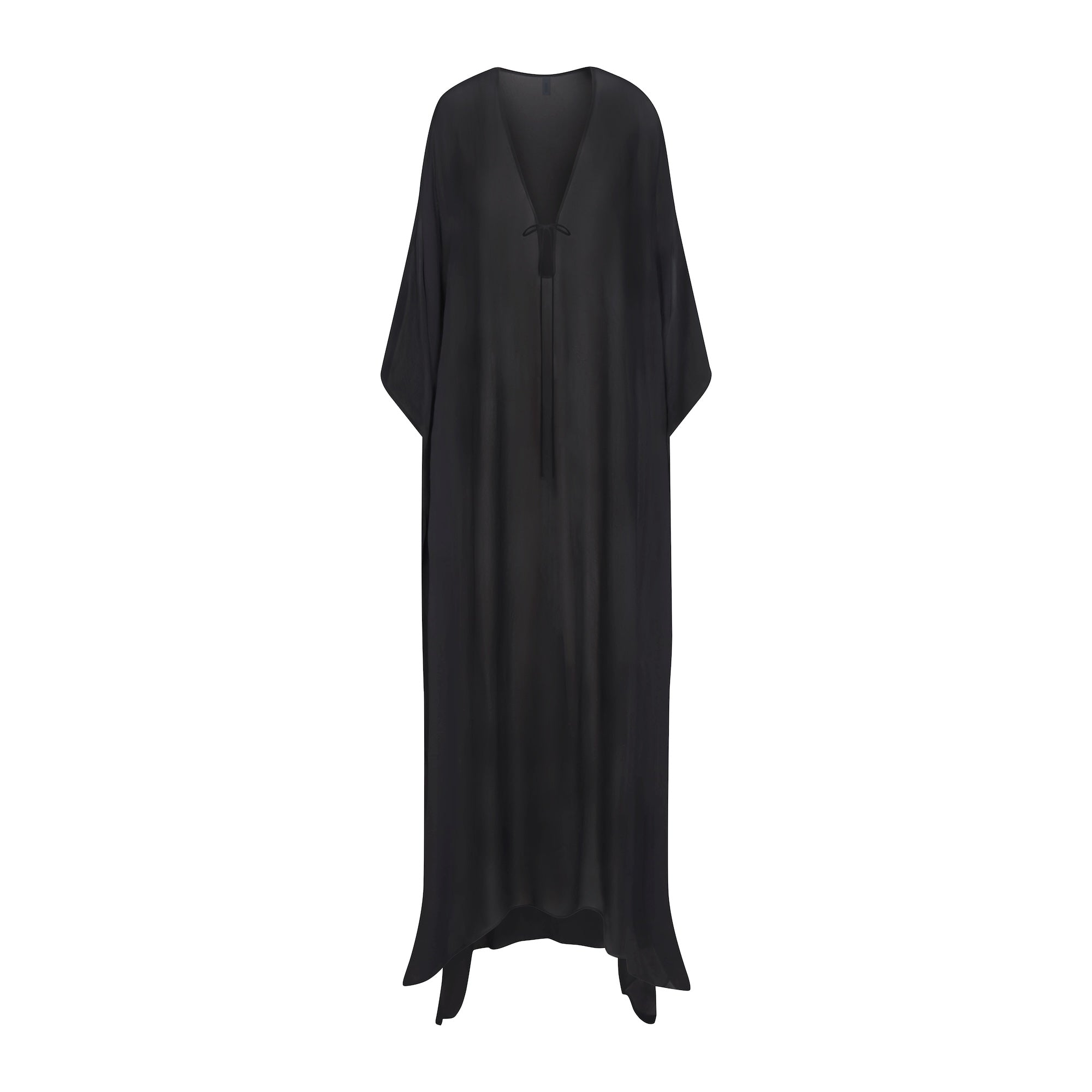 SHEER COVER-UPS LONG KAFTAN | OBSIDIAN FLAT ON A WHITE BACKGROUND | FLT