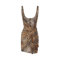 SWIM COVER-UPS SHEER SARONG | CHEETAH SKIN PRINT FLAT ON A WHITE BACKGROUND | FLT