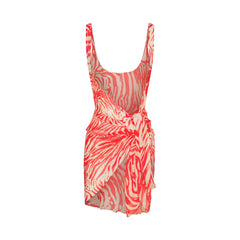 SHEER COVER-UPS SARONG | CARMINE ZEBRA PRINT FLAT ON A WHITE BACKGROUND | FLT