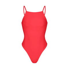 ICONIC SWIM HIGH NECK ONE PIECE | CARMINE FLAT ON A WHITE BACKGROUND | FLT