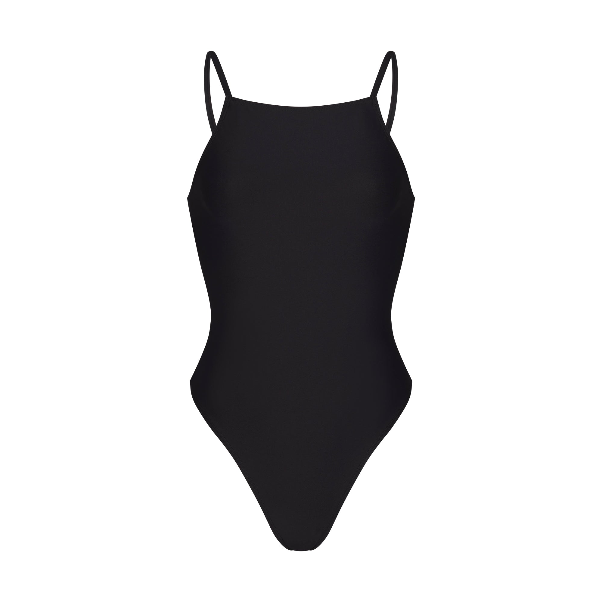 ICONIC SWIM HIGH NECK ONE PIECE | OBSIDIAN FLAT ON A WHITE BACKGROUND | FLT