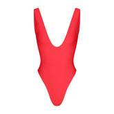 ICONIC SWIM SQUARE NECK ONE PIECE | CARMINE FLAT ON A WHITE BACKGROUND | FLT