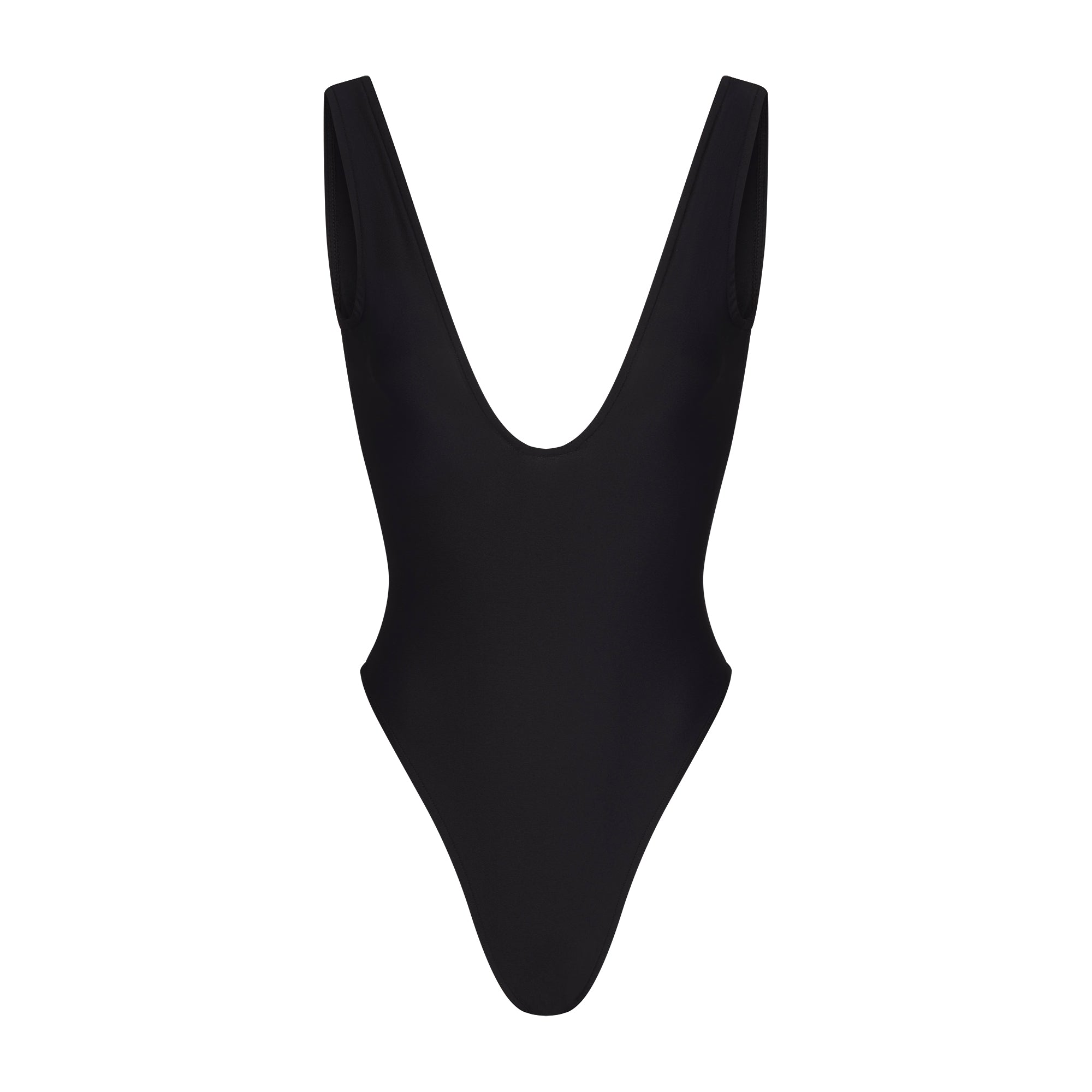 ICONIC SWIM SQUARE NECK ONE PIECE | OBSIDIAN FLAT ON A WHITE BACKGROUND | FLT